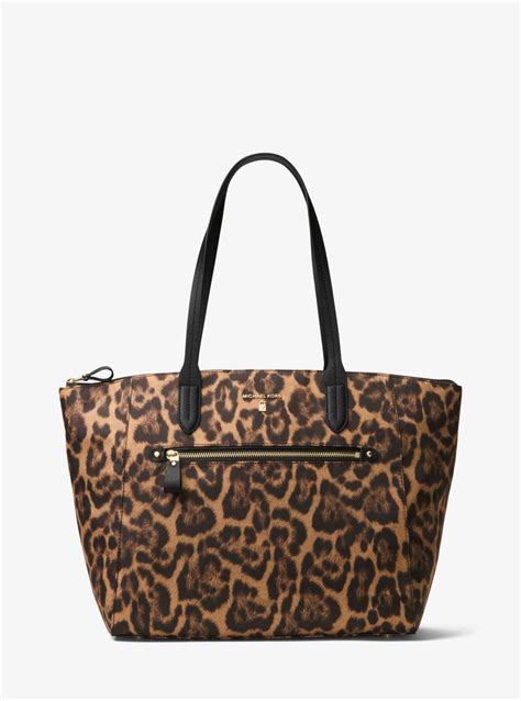 michael kors kelsey medium leopard nylon tote|kelsey medium nylon tote bag.